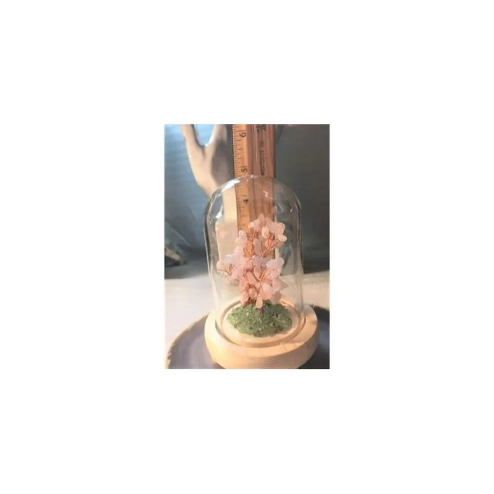 Gemstone Tree in Dome - Your Choice Aquamarine or Rose Quartz
